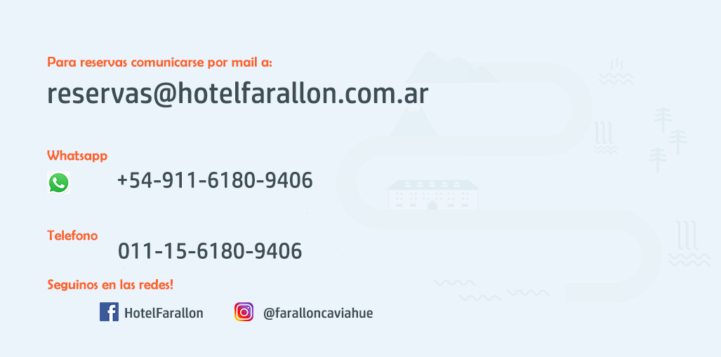 reservas reservas@hotelfarallon.com.ar 02948 495085 495085 495087 0111561809406